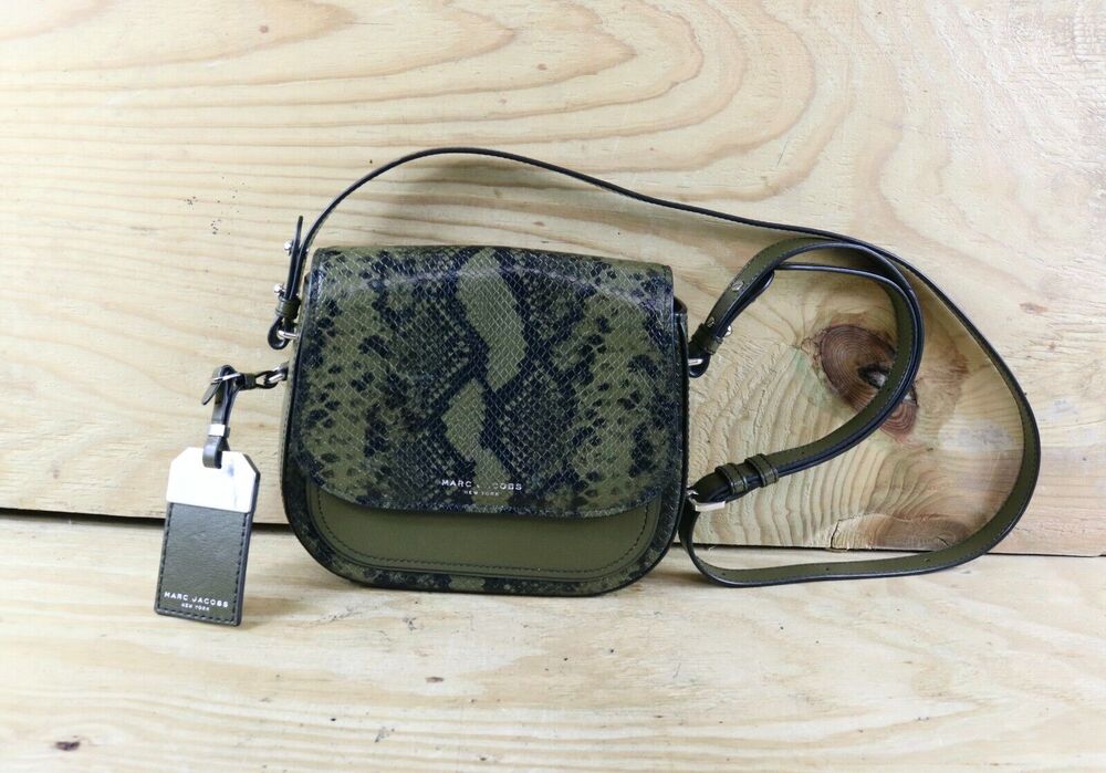 Marc Jacobs Bag Womens Leather Rider Embossed Green Snakeskin Crossbody Shoulder